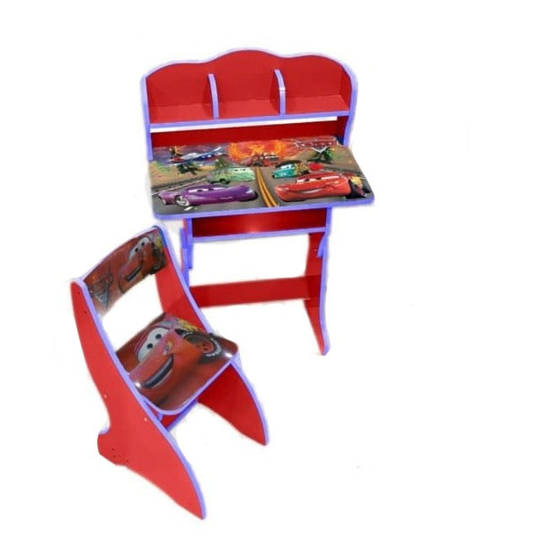 Kids Study Table & Chair Set - Cars (Red)