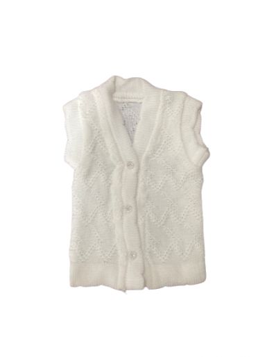 1Pcwarm woolen vest - white  with buttons