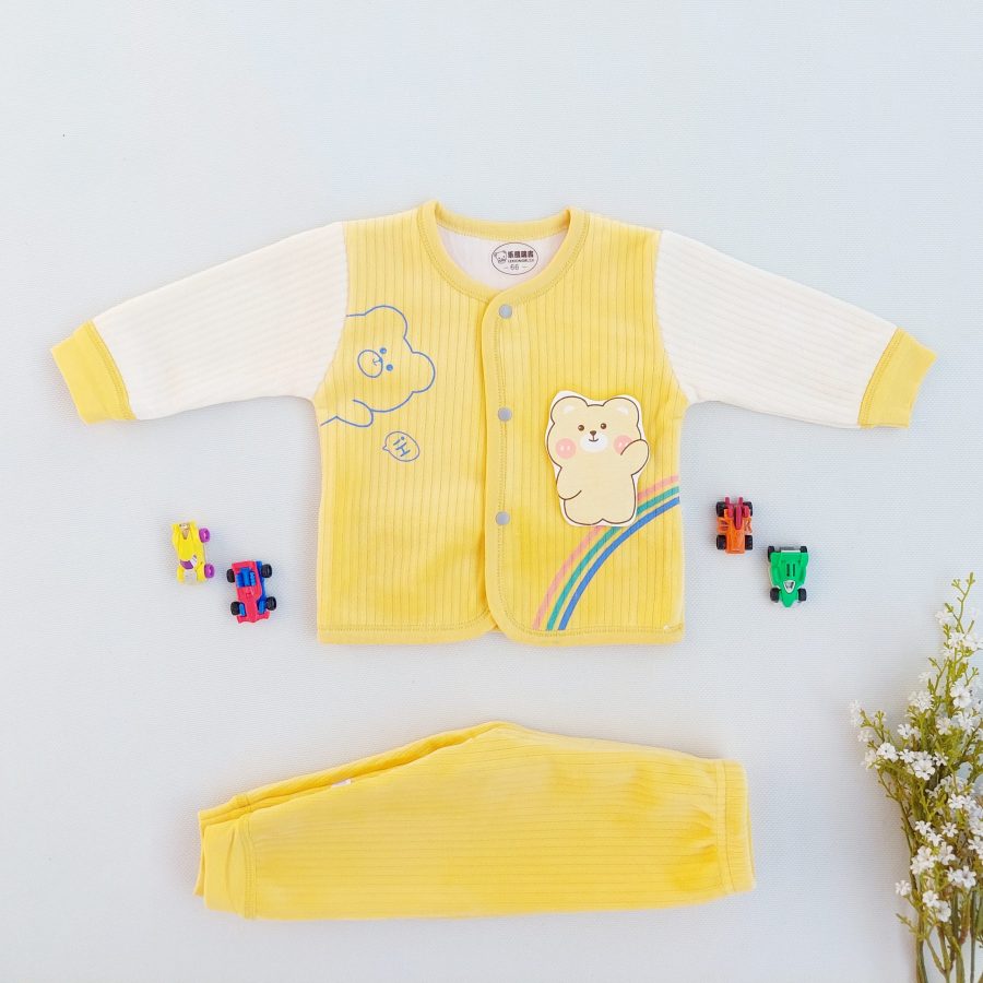 Rainbow Teddy Pajama Set- Yellow