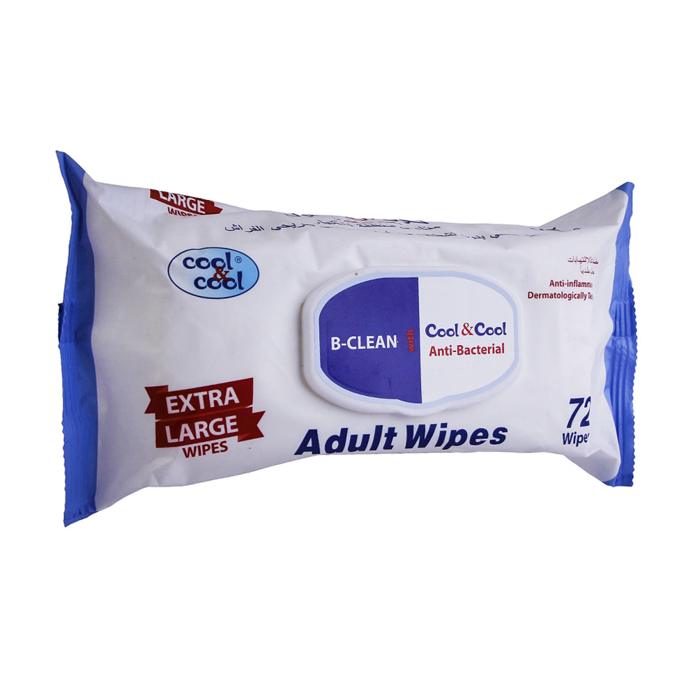 COOL & COOL ADULT WIPES 72S