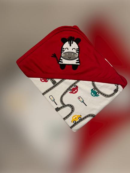 Cotton wrapping sheet with hood- Red MOO