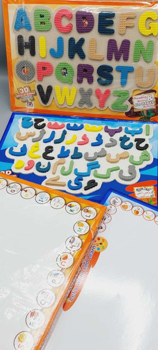 3D Foamic Alphabet Wooden Activity Board With White Board And Marker English Alphabet Learning Board