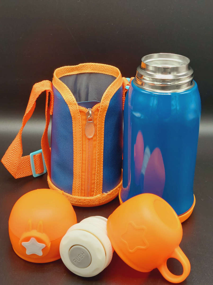 Dinosaur Cartoon Thermal Stainless Steel Double Vacuum Insulated Thermos Flask Handgrip Bag Water Bottle 500ML for Kids