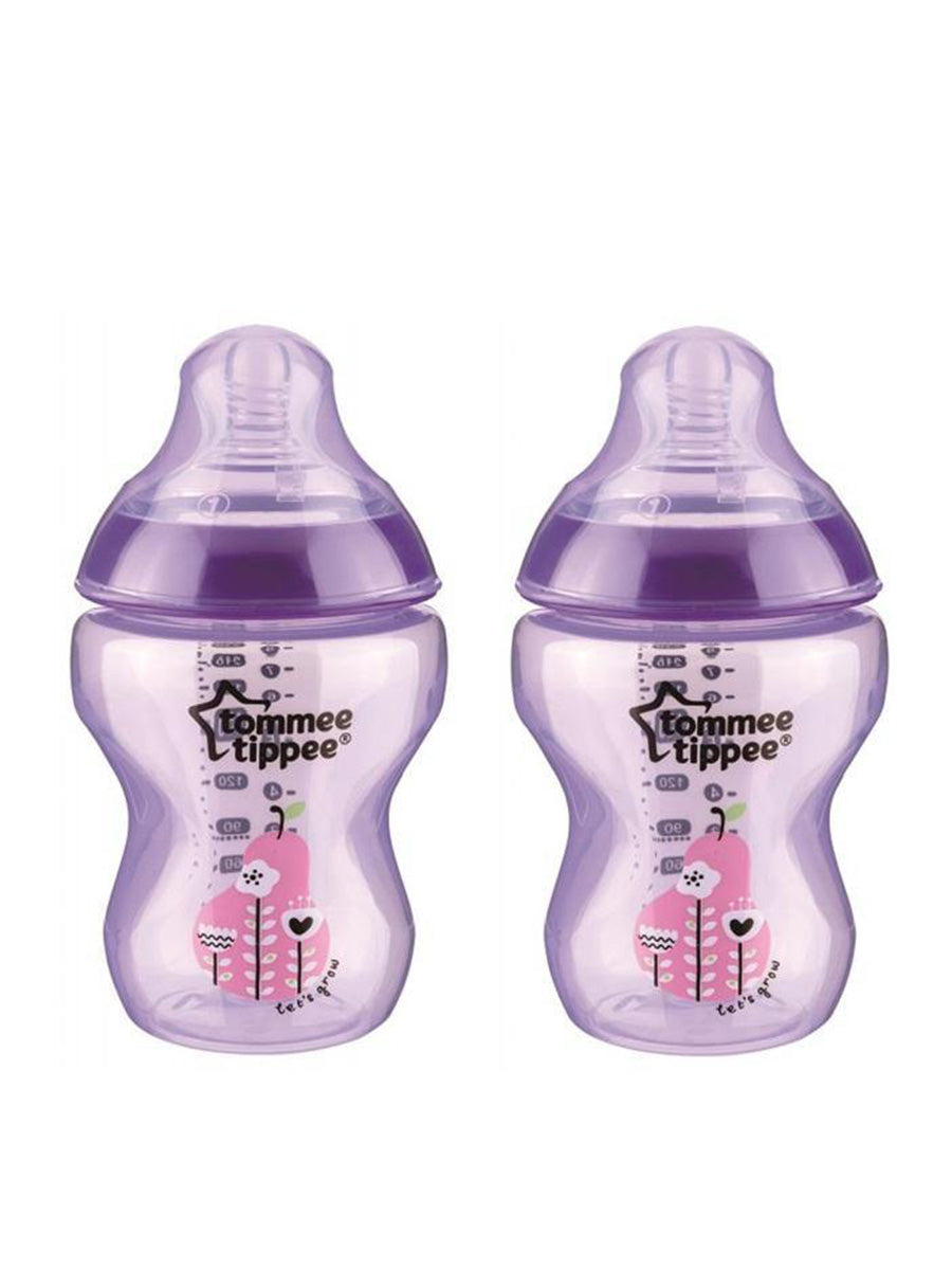 TT Baby SS Decorated Feeding Bottle 2 Pack 0M+ 260ml 9Oz 422583/38 (Purple) (A+)