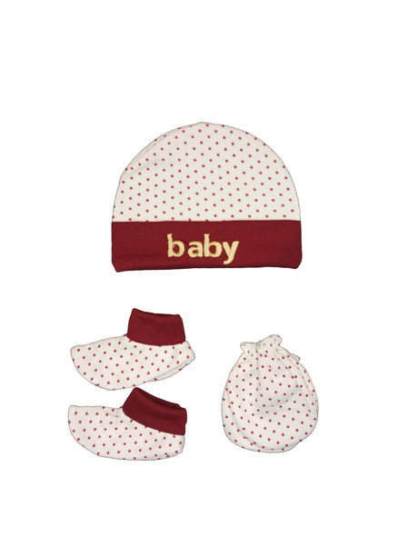Soft Cotton Baby Cap, Mittens & Booties Set