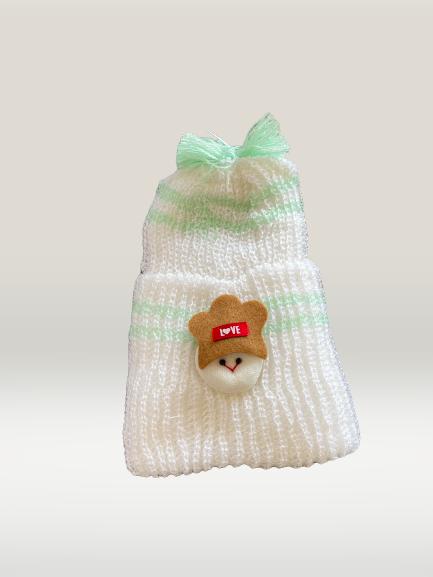 1Pc Green Baby woolen cap with Brown bear