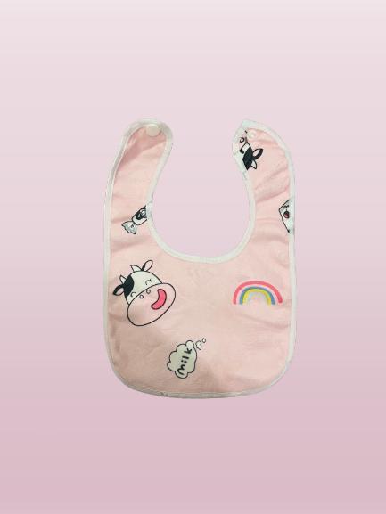 1 Pc Pink Baby bib- Moo easy to clean