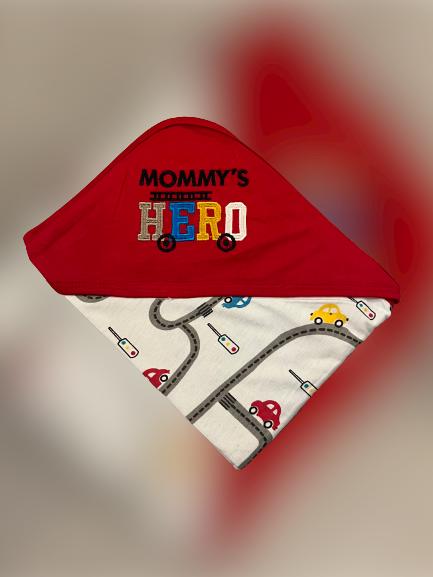 Cotton wrapping sheet with hood- Mommy