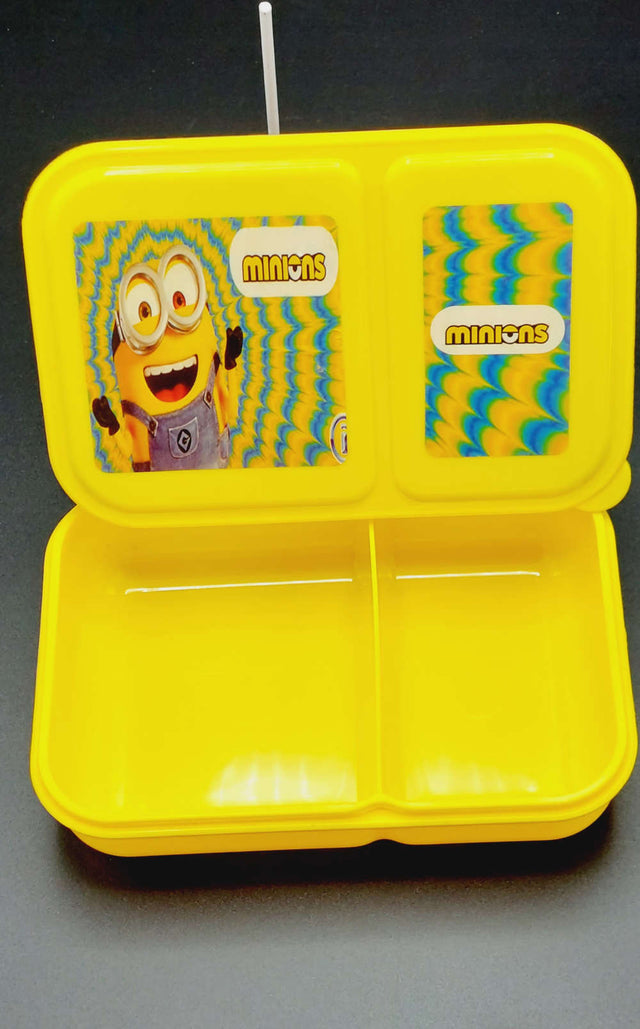Minions Plastic Lunch Box High Quality BPA Free Food Container Two Section