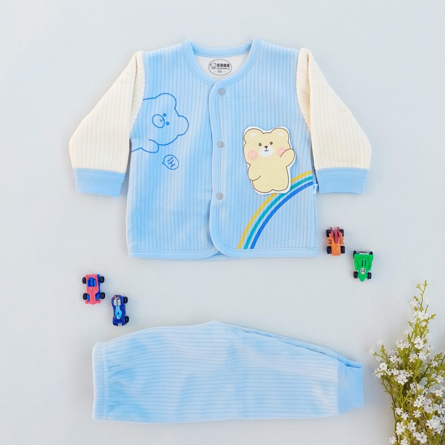Rainbow Teddy Pajama Set- Blue