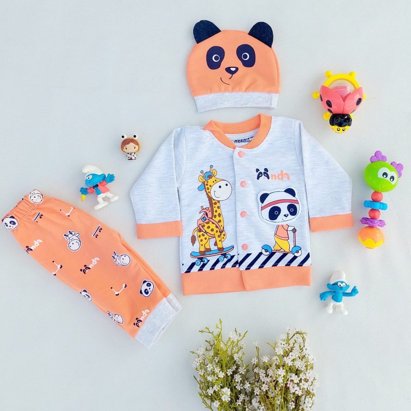 3 pc Panda Newborn Set- orange