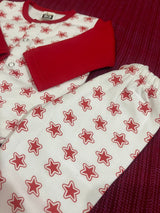 Imported Fleece baby Sweater and Trouser set- Red stars