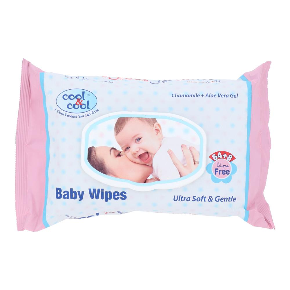 COOL & COOL BABY WIPES ULTRA SOFT AND GENTLE 64+8 PC