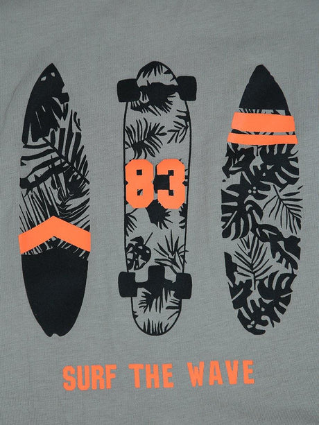 Imp Boys H/S T.Shirts With Surf the Wave Print #98429 (S-21)