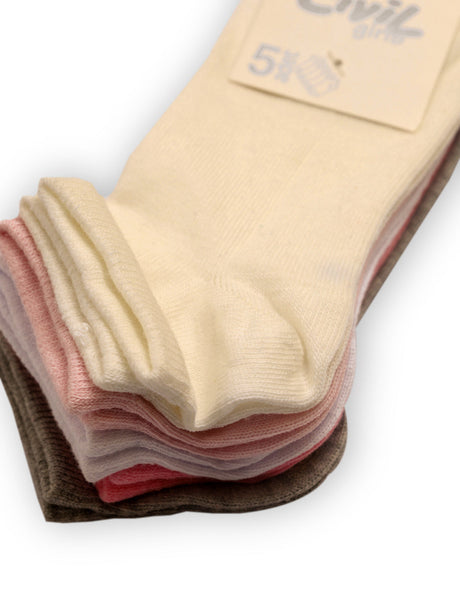 Civil Girls Cotton Ankle Socks 5Pk #2320 (S-22)