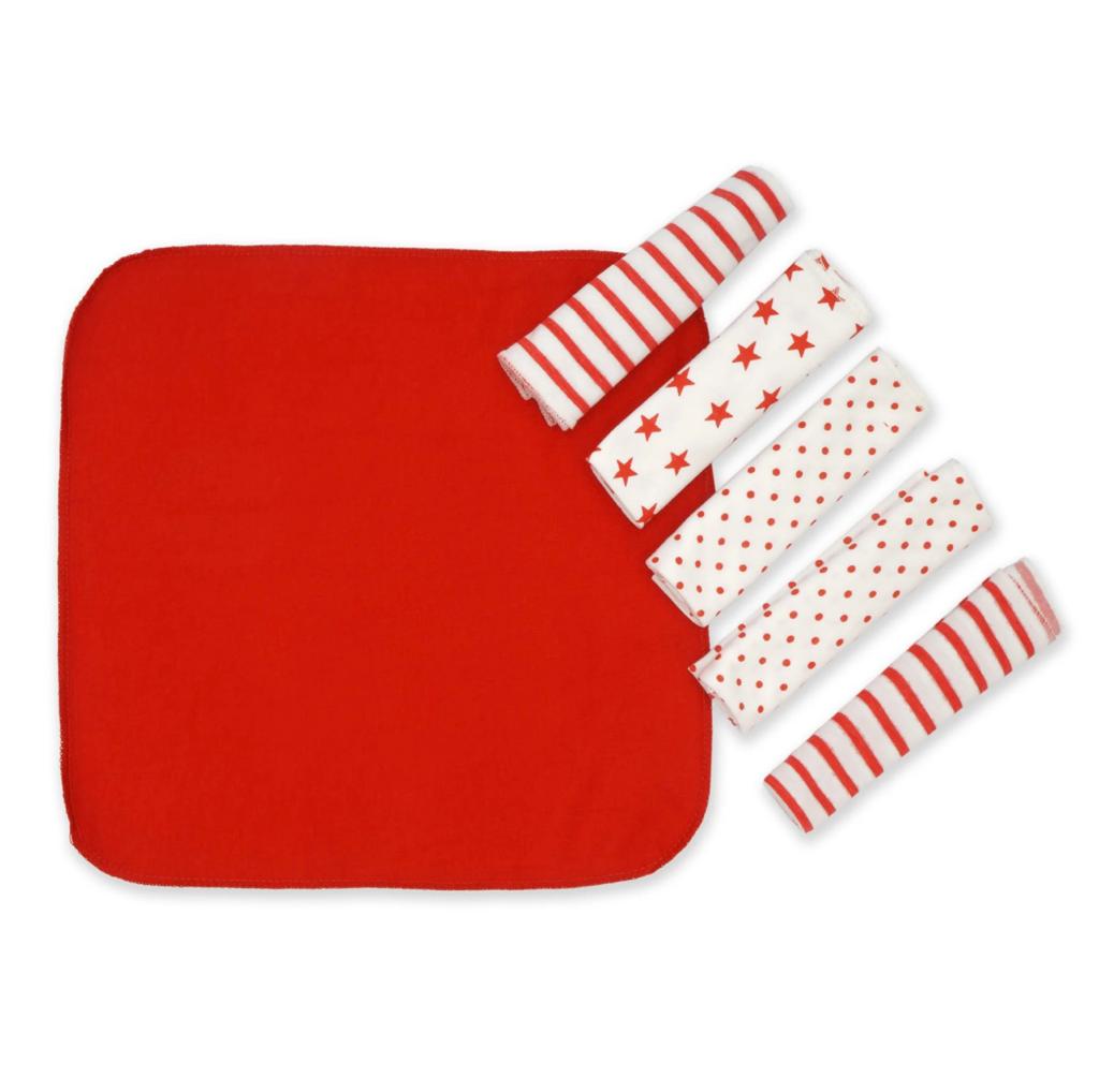 6 Pc face towel - Red