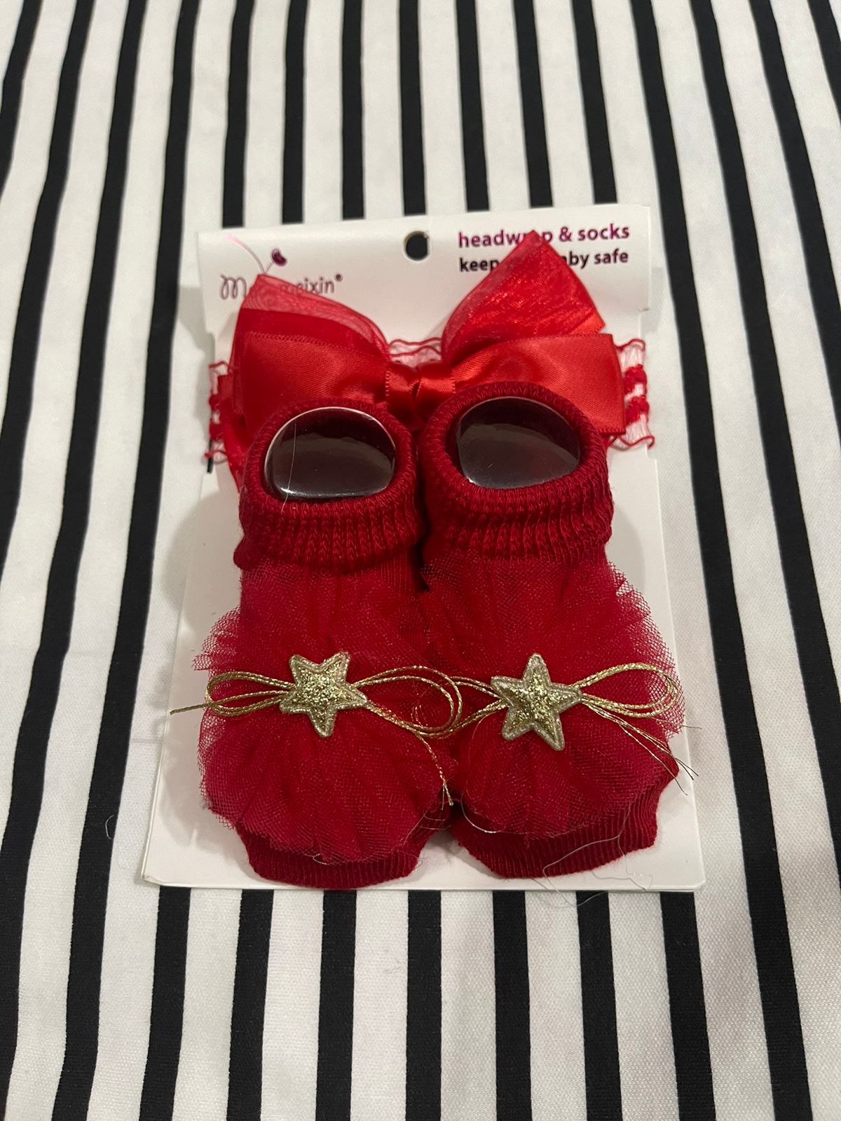 Red socks and head band for little princess
