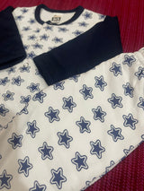 Imported Fleece baby Sweater and Trouser set- Navy blue stars