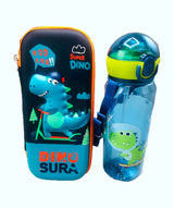 Super Dinosaur School Deal For Kids School Essentials Combo Dinosaur Water Bottle & Stationery Pouch Pocket Friendly Deal