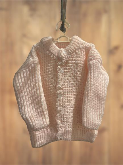 Peach pink warm woolen set - sweater, trouser and cap