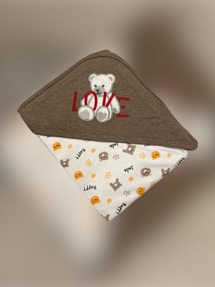 Cotton wrapping sheet with hood - Brown Bear