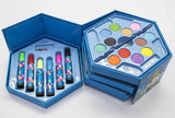 Hexagonal Coloring Box Art Kit Set Of 46 Pieces With Color Pencils, Crayons, Water Color, Marker Pens for kids