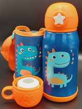 Dinosaur Cartoon Thermal Stainless Steel Double Vacuum Insulated Thermos Flask Handgrip Bag Water Bottle 500ML for Kids