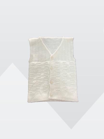warm woolen vests - Pack of 3 white with buttons